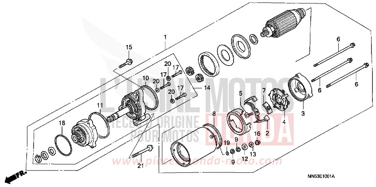 STARTING MOTOR (GL1500L/AM/SEM/AN/SEN) for Gold Wing CANDY SPECTRA RED (R176) from 1990